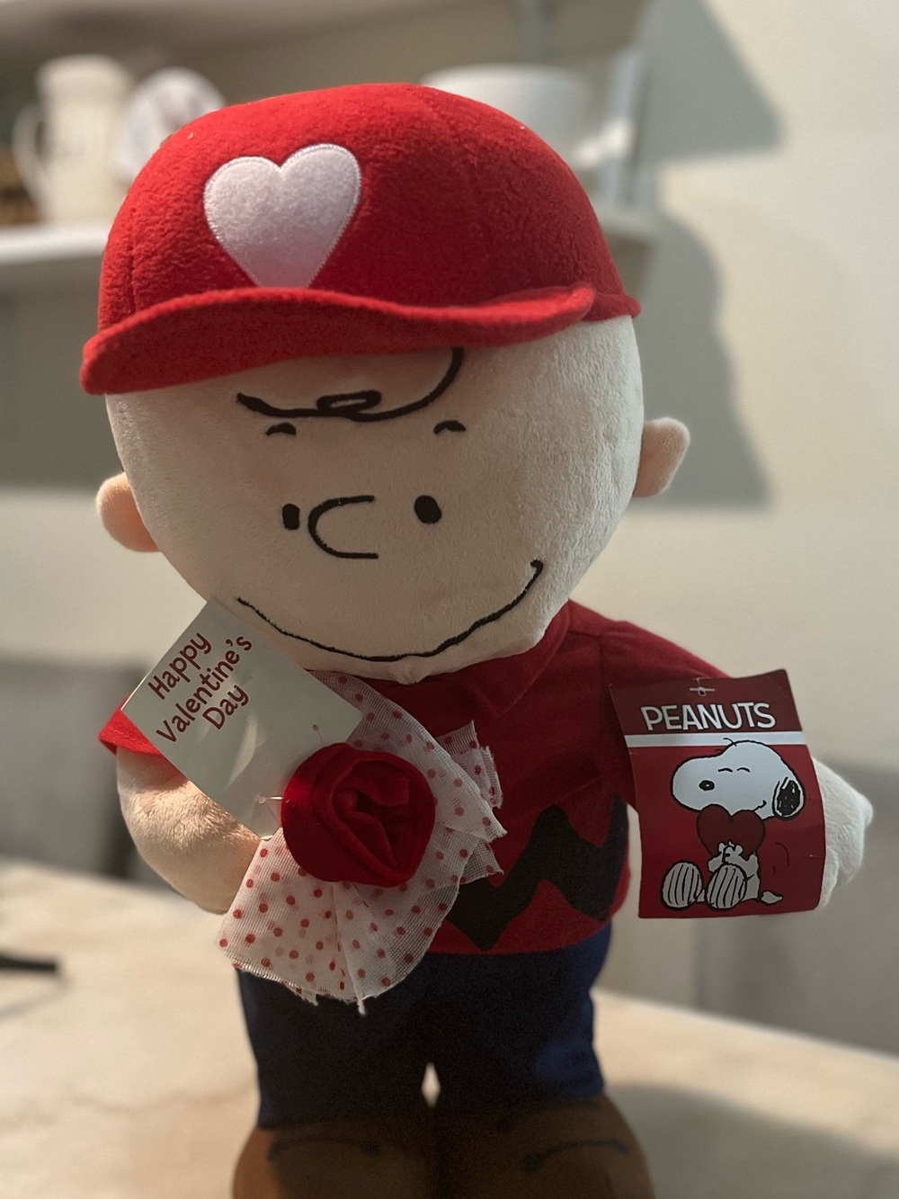 Peanuts Charlie Brown Plush in Red Cap with Heart